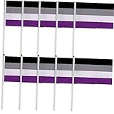 Luxylei Asexuelle Stolz Regenbogenflaggen 10pcs Kleine Mini Hand Gehaltene Asexuelle Stick Flagge Schwule LGBT Festival Party Paraden Dekorationen