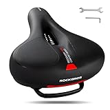 ROCKBROS Fahrradsattel Bequem Gelsattel Herren Damen Ergonomischer Breiter Fahrradsitz Weich Memory Foam MTB Rennrad 26 * 22cm Atmungsaktiv Wasserdicht,Schwarz Rot