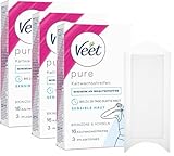 Veet Kaltwachssstreifen Easy-Gelwax Technology für die Bikinizone & Achseln - 3 x 16 Stück