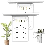 2025 Neue Relativelk Steckdosenleiste, Relativelk Steckdosenleiste mit Ablage, Preliminark Flache Steckdosenleistes, Für Zuhause, Büro & unterwegs, Outdoor, Abnehmbare Steckdosenablage (2 Set)