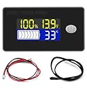 VOKTTA Batteriekapazität Spannung Messgerät mit Alarm und Extern Temperatur Sensor -19~80℃ 12V 24V 36V 48V 60V 72V Blei Säure Batterie Lithium Batterieanzeige Meter