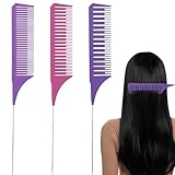 Loovisse 3 Stücke Strähnchenkamm,Stielkamm Friseur,Highlighting Comb,Haarfärbekamm,Professionelle Antistatische Highlight Kamm Für Haare Melieren Und Färben Styling