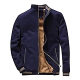 BGFIPAJG Winterjacke Teenager Jungen Active Herren Jacke Mens Fashion Simple Camouflage Pocket Cardigan Zipper Sweater Jacket Fleece Jacken Herren Blau (Blue, XXXXL)