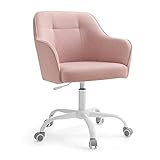 SONGMICS Homeoffice Stuhl, Drehstuhl, Schreibtischstuhl, höhenverstellbar, bis 110 kg belastbar, atmungsaktiver Stoff, für Arbeitszimmer, Schlafzimmer, rosa OBG019P01