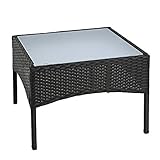 ESTEXO Polyrattan Beistelltisch Rattan Tisch Gartentisch Balkontisch Loungetisch Möbel (Schwarz)