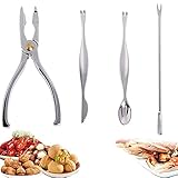 4 Stück Edelstahl Meeresfrüchte Werkzeug, Hummer Krabben Cracker, Seafood Cracker Tool, Set Meeresfrüchte Cracker, Nussknacker Walnusszange für Meeresfrüchte, Krabben, Hummer, Schalentiere, Nüsse