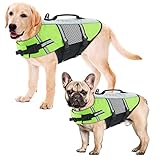 ALAGIRLS Hund Rettungsweste, Haustier Schwimmweste Jacken mit Hohem Auftrieb, Justierbare Ripstop Sicherheit Float Rettungsweste für Große Hunde am Booting Beach Pool ALADLJ002 Green XS