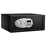 Amazon Basics – Stahl-Safe, mit programmierbarem elektronisch Tastenfeld, schützt Bargeld, Schmuck, Ausweisdokumente, 19.8 L Volumen, schwarz, 43 cm B x 37 cm T x 18 cm H