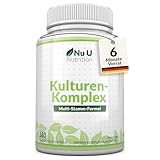 Kulturen Komplex Probiotika Darmsanierung - 180 Kapseln - 6 Monate Vorrat - Hochdosierte BacterienKulturen mit Lactobacillus Acidophilus & Bifidobacterium - Nu U Nutrition