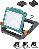 TPDL 65W Akku Lampe für Einhell Power X-Change Akku/für Makita 18V Akku, Baustrahler Einstellbares 1000-3000LM LED Strahler, schwenkbarer Leuchtkopf Baustellen Lampe, Außenstrahler für Hinterhof