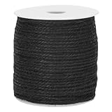 KINGLAKE 100 m schwarze Schnur, 3 mm Jute-Gartenschnur, Bastelschnur für Handwerk, Gartenarbeit, Geschenkverpackung, Verpackung, Weihnachtsdekoration