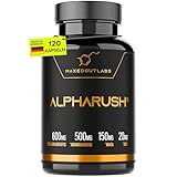 Alpharush | Männer Komplex mit Maca (20:1) | Hochdosiert mit Tribulus Terrestris, Ashwagandha und Fadogia Agrestis | Maca Kapseln Männer | Alternative zu Tongkat Ali | 120 Kapseln Men Macca Booster