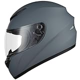 Favoto Motorradhelm Integralhelme für Erwachsene Vollvisierhelm Mopedhelm für Herren Damen Atmungsaktiv ECE Zertifiziert XL (61cm) Grau
