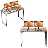 Pazidom 48 Zoll Computertisch 2er Set, Bürotisch mit Metallrahmen, Home Office Schreibtisch, Moderner einfacher Stil für kleinen Raum, Home Office, Wohnzimmer, Schlafzimmer, Braun