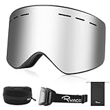 Ryaco Skibrille mit Magnetische Linse, Anti-Nebel OTG Snowboard Brille für Brillenträger, UV-Schutz, Hochauflösende Schneesportbrille für Herren, Damen, Jugendliche, Jungen, Mädchen, Silber
