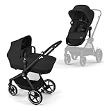 CYBEX Gold Kinderwagen EOS Lux 2-in-1, Reisesystem, Ab Geburt bis 22 kg (ca. 4 Jahre), Moon Black