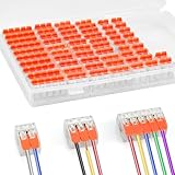 Kabelverbinder, 60 Stück Kabelklemmen Elektro Lüsterklemmen mit Betätigungshebel, 221-412/221-413/221-415, 4mm² Leiter Klemme, Elektrische Anschlussblöcke, Verbindungsklemme für Feste Kabe 2-5 Leiter