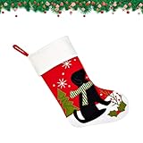 MIGIFTDY Socken Dekoration Nikolausstrumpf Katzen und Hundeabdrücke Nikolausstiefel Weihnachtsstrumpf Weihnachtsdeko Weihnachten Geschenktasche Beutel Weihnachtsbaum Deko Weihnachtsstrümpf (A)