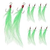 Mikikit 10 Stück Federgebundene Haarhaken Dreifache Angelhaken Kleine Angelhaken Drillinge Zum Angeln Süßwasser-salzwasser-Angelhaken Ankerhaken Grün Stahl Mit Hohem Kohlenstoffgehalt