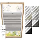 Estika Dachfenster Verdunkelung, Thermoplissee mit Bohren nach maß - 7 Stofffarben, 3 Profilfarben, Breite, 30-120 cm, Höhe 50-149 cm - Dachfenster Rollo, Fensterrollo innen, Fenster plissee