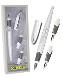 Online Air Kalligraphie Set Weiß I Schönschreibfüller mit Kombipatrone & 3 Federn in den Strichstärken 0,8/1,4/1,8mm I Kalligraphie Füller Geschenkset I für Standard-Tintenpatronen & Konverter