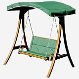 ALEOS Design Hollywoodschaukel Gartenschaukel Schaukelbank Rio aus Holz Lärche mit Dach und Polsterauflage grün