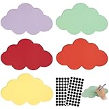 50 Stück Moderationskarten Wolken, 5 Farben Metaplankarten, Präsentationskarten Set, Karteikarten Mitteilungskarten mit 100 Selbstklebenden Klettband für Büro Schule Vortrag (23 x 14cm)