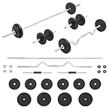 Langhantel- und Kurzhantel-Set 30 kg, LAPOOH Hanteln Set, Kurzhanteln, Dumbbells, Hantelset, Kraftraining, Strength Training Equipment, Gewichte Set 93589