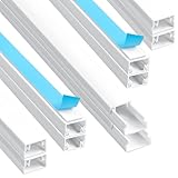 AiQInu Kabelkanal Weiß Selbstklebend (0.4m*12mm*7mm), 10 Stück Kabelkanäle mit Schaumstoffband bereit, Montage an der Wand für Kabelmanagement, Kabelführung