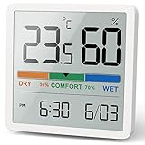 NOKLEAD Digitales Thermo-Hygrometer, Tragbares Thermometer Hygrometer Innen mit hohen Genauigkeit, Temperatur und Luftfeuchtigkeitsmesser für Raumklimakontrolle Raumluftüerwachtung Monitor (WEISS)