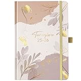 Terminkalender 2025 2026 - A5 Kalender 2025 2026 von Aug. 2025 bis Sep. 2026, Wochenplaner 2025 2026，Kalender 2025 2026 Buchkalender mit Innentasche, Elastischer Verschluss, 21.3 x 14.7cm