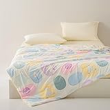 Kühle Seidendecke, kalte Haptik – Blumenmuster-Design – natürliche Sojabohnenfüllung, leichte Steppdecke für Frühling und Sommer, kühlende Decke (B, 200 x 230)