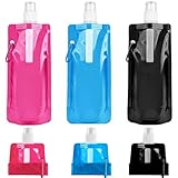 Sunshine smile Faltbare Trinkflasche,3 Stück 500ML Trinkflasche Faltbar,Wiederverwendbare Faltbare Wasserflasche,BPA FREIE,für Outdoor-Sport,Radfahren,Wandern