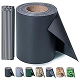 Zichaojia Sichtschutzstreifen Zaun 35 m x 19 cm inkl. 20 Clips, PVC Sichtschutzzaunfolie Sichtschutzstreifen Doppelstabmatten für Gartenzaun 35 m x 19 cm, Anthrazit