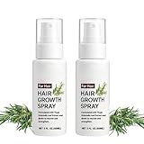 Haarwachstumsspray mit Rosmarinöl, natürliches Haarverdichtungsserum für trockenes, geschädigtes Haar, stärkt die Wurzeln, spendet der Kopfhaut Feuchtigkeit, reduziert Frizz, 2,1 Unzen (2pcs)