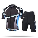 SXSHUN Radtrikot Set Fahrrad Anzüge Kinder atmungsaktiver Fahrradanzug Kurzarm Fahrradhemd + mit Sitzpolster Radhose schnell trocknendem Material Jungen Mädchen, Kopf, 146