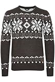 !Solid SDNorwig Herren Weihnachtspullover Norweger-Pullover Winter Strickpullover Grobstrick Pullover mit Stretch Rundhals-Ausschnitt Regular fit, Größe:XL, Farbe:Dark Grey Melange (8288)