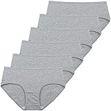 INNERSY Damen Unterhosen Baumwolle Elastisch Bequem Einfache Slips 6er Pack (M/40 EU, Hellgrau)