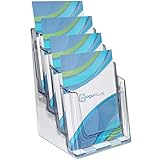 ogoPLUS 4 Etagen Prospekthalter Din A5 Hochformat / Mehrfach Prospektständer, Flyer-Ständer, Flyerhalter, Werbung, Aufsteller, Tisch-Prospektständer, Wandmontage, Prospektbox