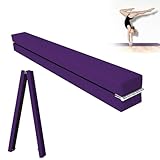 TATIVALO Schwebebalken Kinder 210cm, Faltender Schwebebalken Kinder, Gymnastikbalken klappbar, Balance Beam Tragbarer Balken Balance Fitness Ausrüstung für Zuhause Turnen, Lila