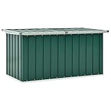 Gecheer Outdoor Storage Deck Box, Garden Storage Box, Garden Tool Organizer Cabinet, Metal Outdoor Utility Chest Garden Storage Furniture Green 129x67x65cm