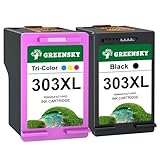 GREENSKY Kompatible für 303 XL Wiederaufbereitet Druckerpatronen Kompatible für HP Envy Photo 6220 6230 6232 6234 7130 7134 7220 7800 7830 7900 Tango Tango X Druckerpatronen(1 Schwarz,1 Dreifarbig)