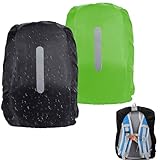 Forhome 2 Stück Regenschutz für Rucksäcke, Wasserdichter Rucksack Regenschutz, Schutzhülle Regenhaube mit Reflektorstreifen, Regenhülle für Schulbildung, Camping, Outdoor-Aktivitäten