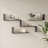 [en.casa] Wandregal Set 3-TLG.Vepinshul modular Hängeregal Bücherregal hängend Ablagen Wohnzimmer Schlafzimmer Schweberegal Anthrazit