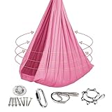 Indoor-Hängematte, ultraleichte tragbare Schaukel Outdoor, geeignet für Schlafzimmer, Balkone, Innenhöfe oder Camping, komplett mit allem Zubehör(Rosa)