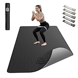 HAPBEAR Yogamatte XXL - 183cmx91cmx6mm Dicke, Extra Groß Rutschfest Breit Yoga Matte, Gymnastikmatte Sportmatte Fitnessmatte, TPE Matte Trainingsmatte, Inklusive Resistance Bands & Tragetasche