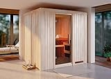 FinnTherm Innensauna Enie mit Fronteinstieg aus Holz Innensauna mit 68 mm Wandstärke Saunakabine Infrarotsauna
