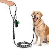 Hundeleine für Große und Mittelgroße Hund(15-60 kg), 3.4m Verstellbare Doppelleine & Freihandleine aus Nylon mit Reflektierend durch die,Abfallbeutelausgabe,Extreme Kraft bis 200 kg