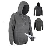 YhsPkAh Schnittschutzkleidung Mit Kapuze (Schutzklasse 5), Verschleißfeste, Schnitt- Und Stichfeste Jacke, Bissfestes, Reißfestes Und Stichfestes Langarmshirt, Für Polizei Grey-XL