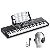 VEVOR Digitales Klavier mit 61 Tasten, 200 Töne, 200 Rhythmen, tragbares elektrisches Klavier-Keyboard-Kit mit 60 Demo-Songs, integrierten Doppellautsprechern, Kopfhörern, Mikrofon, Klavieraufklebern